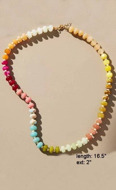Natural Stone Semi-Precious Glass Mixed Necklace | 40NK9694: B JOSSLYN by wall to wall 