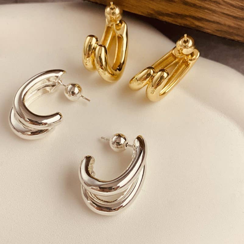 Double-Hoop Sculptural Earrings | 40E491: GOLD JOSSLYN by wall to wall 