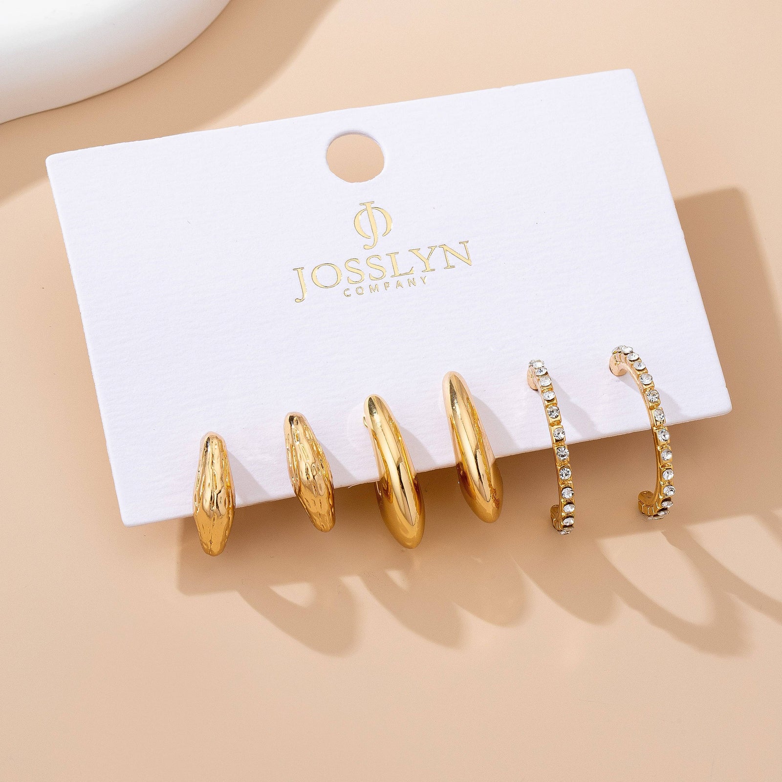 Tapered Rhinestone Huggie Hoop Trio Earring | 80E61671: GOLD JOSSLYN by wall to wall 