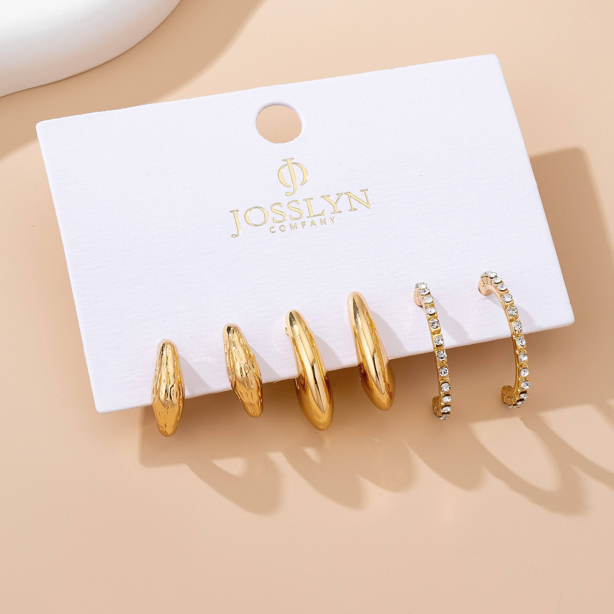Tapered Rhinestone Huggie Hoop Trio Earring | 80E61671: GOLD JOSSLYN by wall to wall 