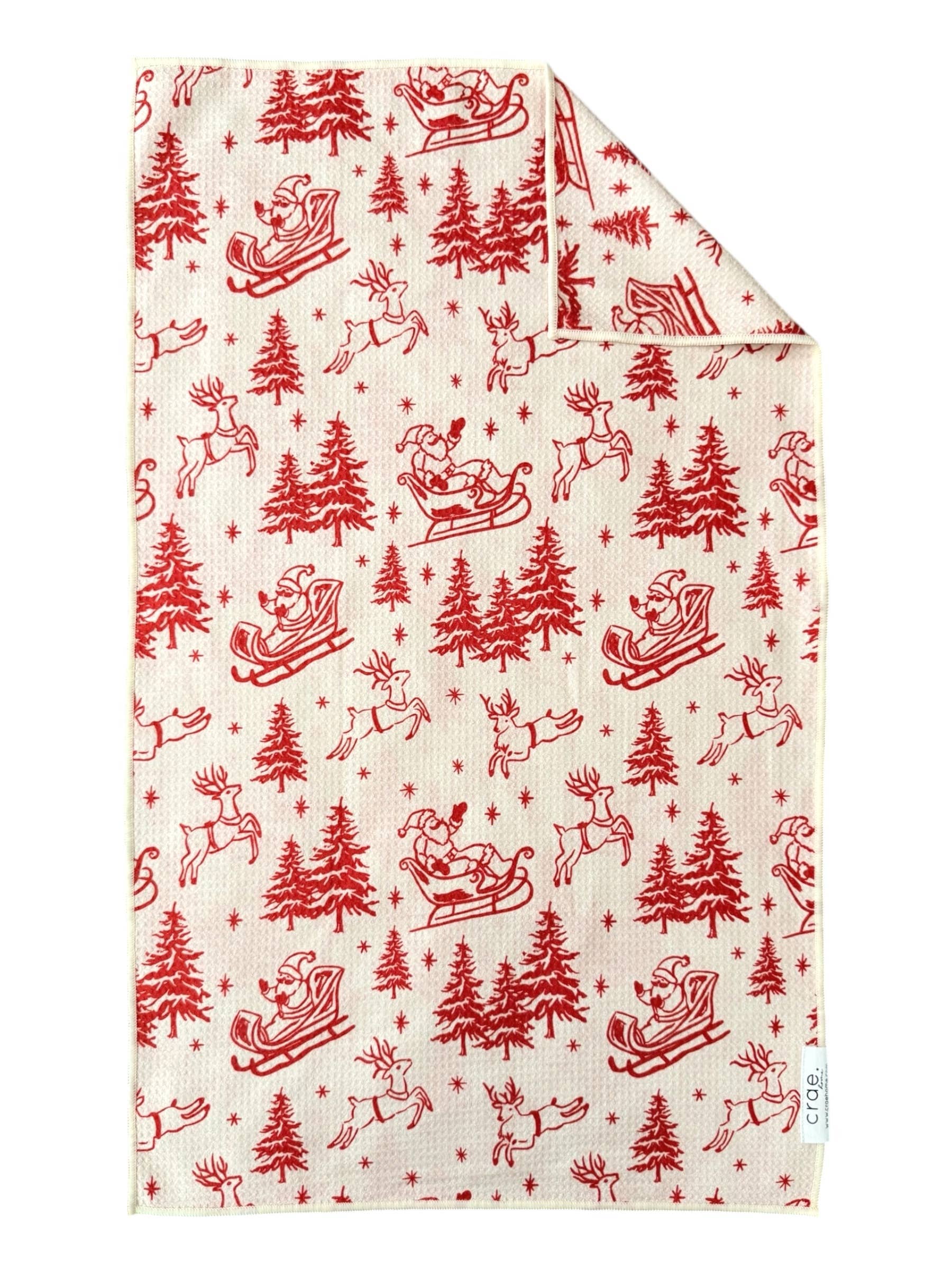 Sleigh The Night: Double-Sided Hand Towel: Cream / 17x27 in / Hand Towel Crae.Home 