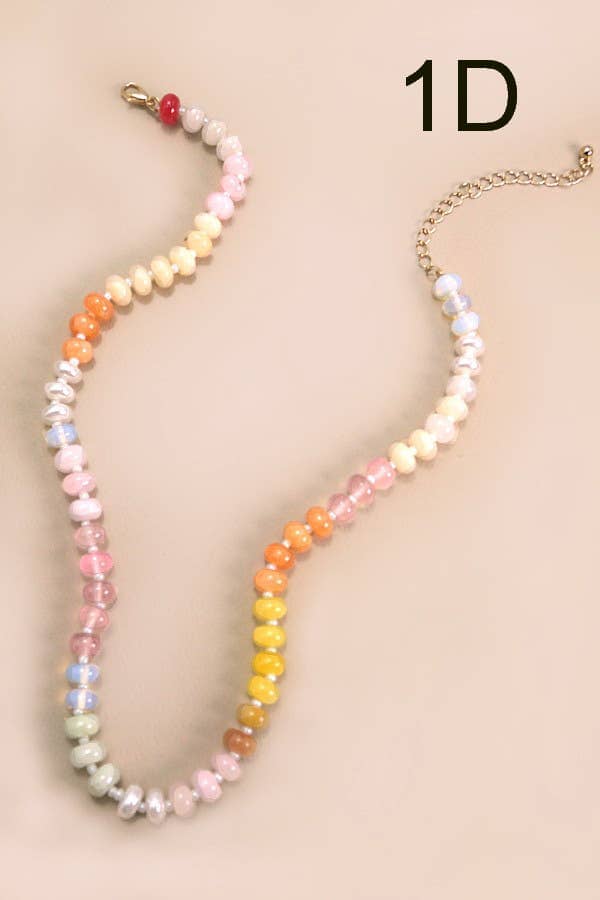 NATURAL AGATE GLASS SEMI PRECIOUS BEAD NECKLACE | 80N896: 1E JOSSLYN by wall to wall 