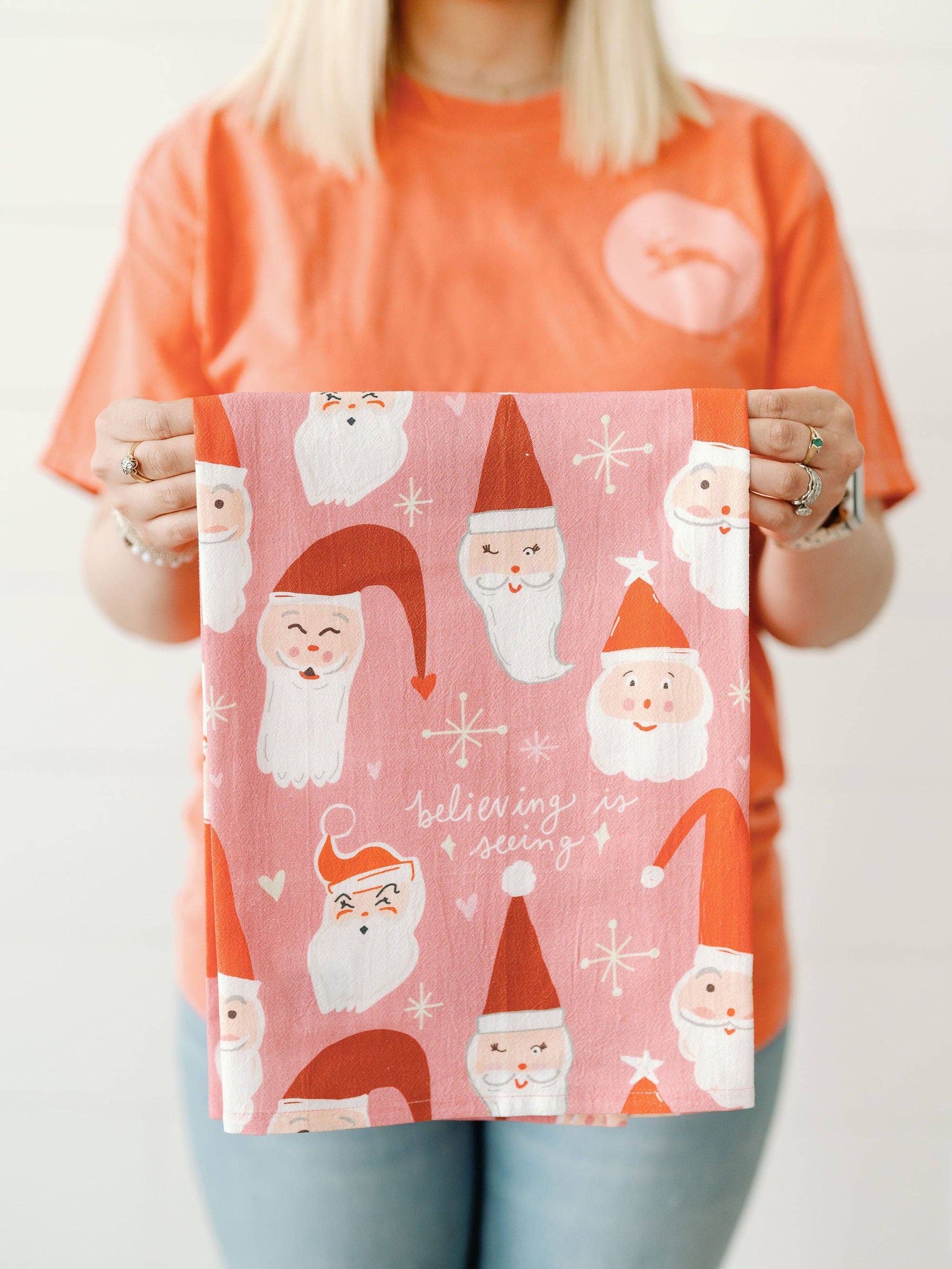 Believing Is Seeing Santa Full Pattern Towel, Holiday Doe A Deer 