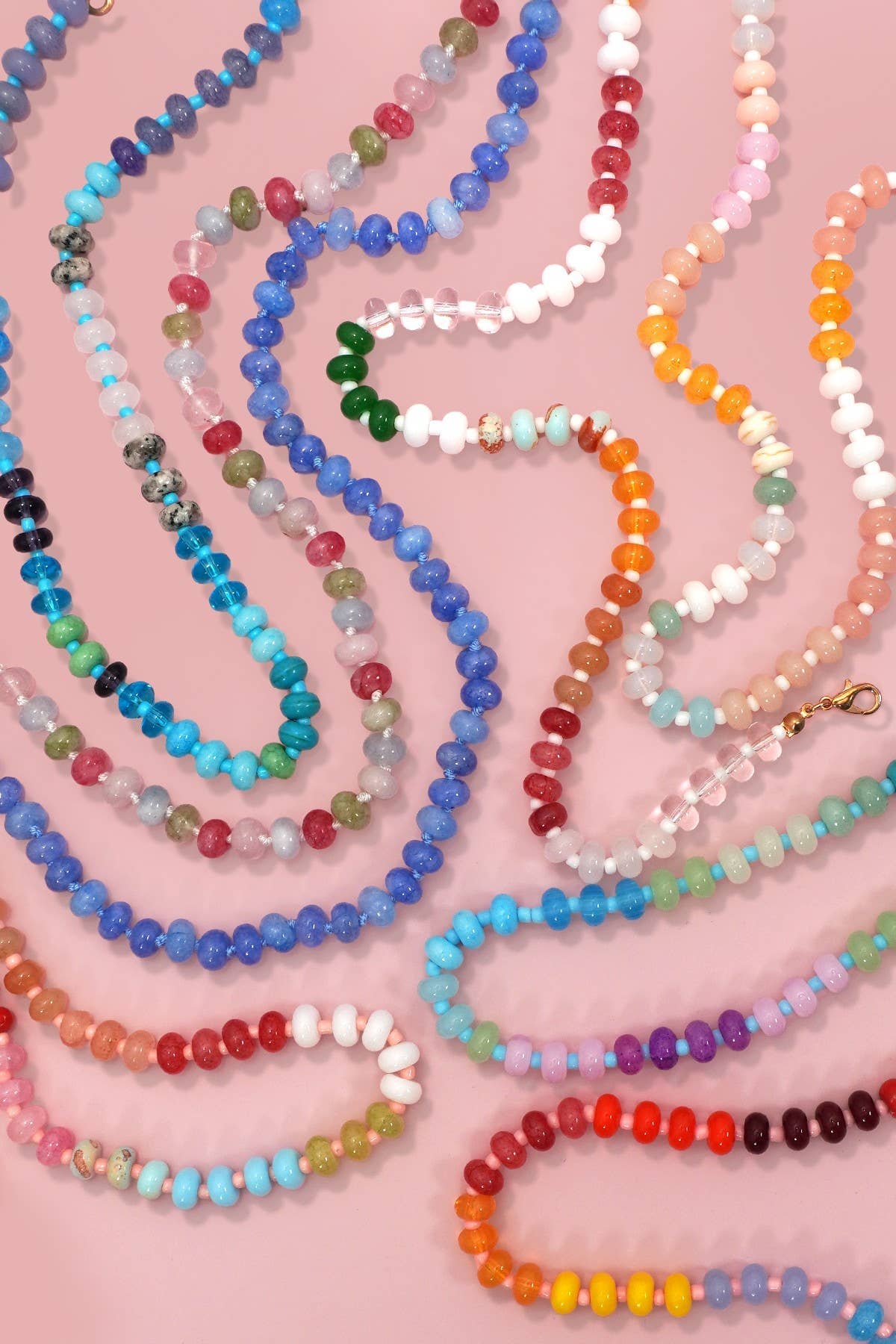 Natural Stone Semi-Precious Glass Mixed Necklace | 40NK9694: B JOSSLYN by wall to wall 