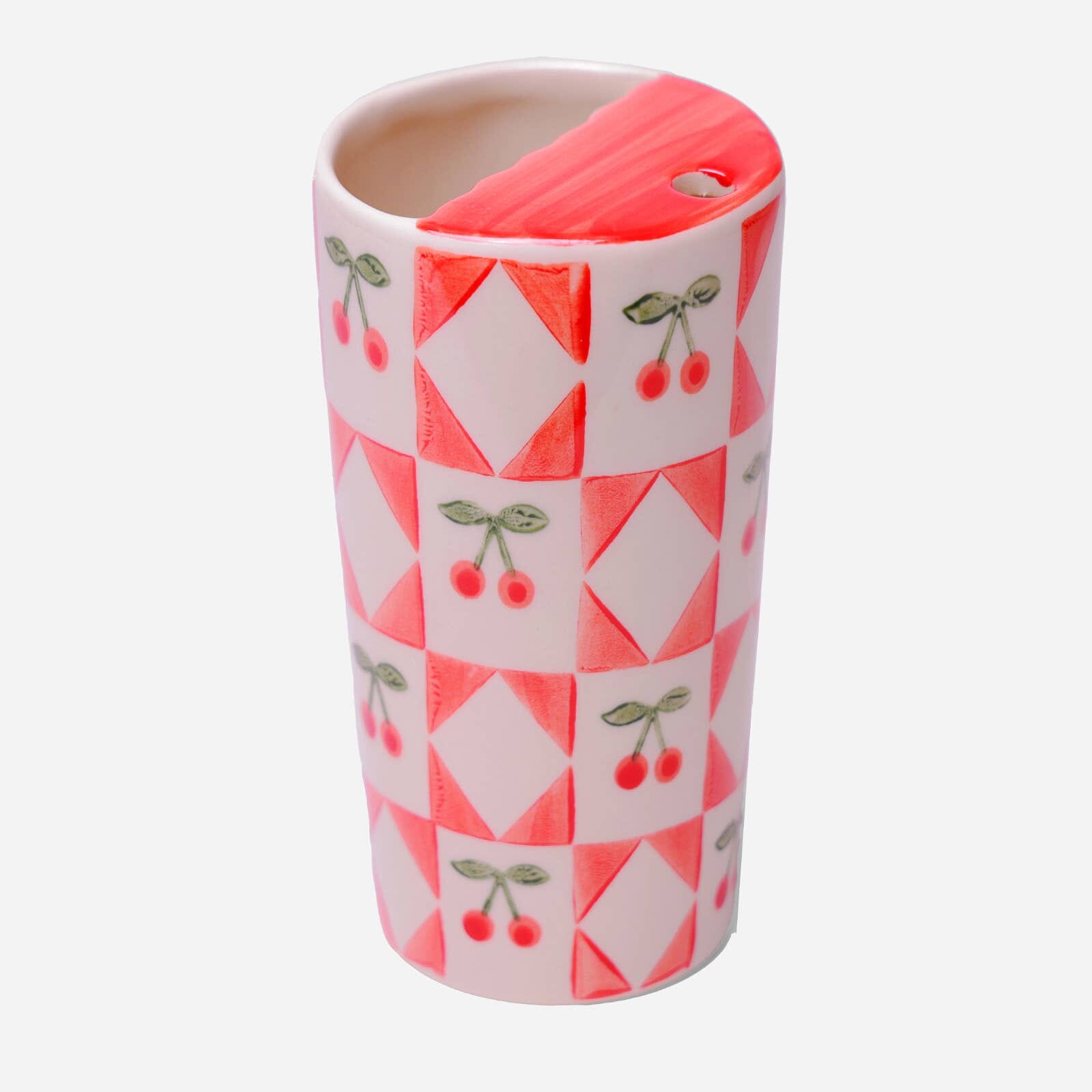 Cherry Ceramic Travel Coffee Tumbler-Portable Coffee Mug-Cup ChagoArt 