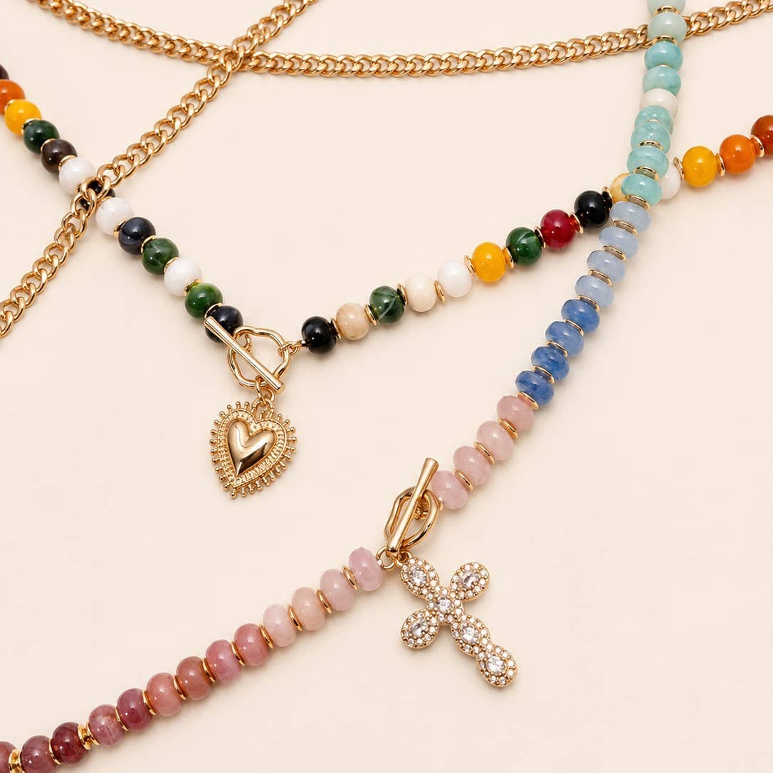 Multi Layer Pendant Resin Beaded Necklaces | 40NK9753: HEART JOSSLYN by wall to wall 