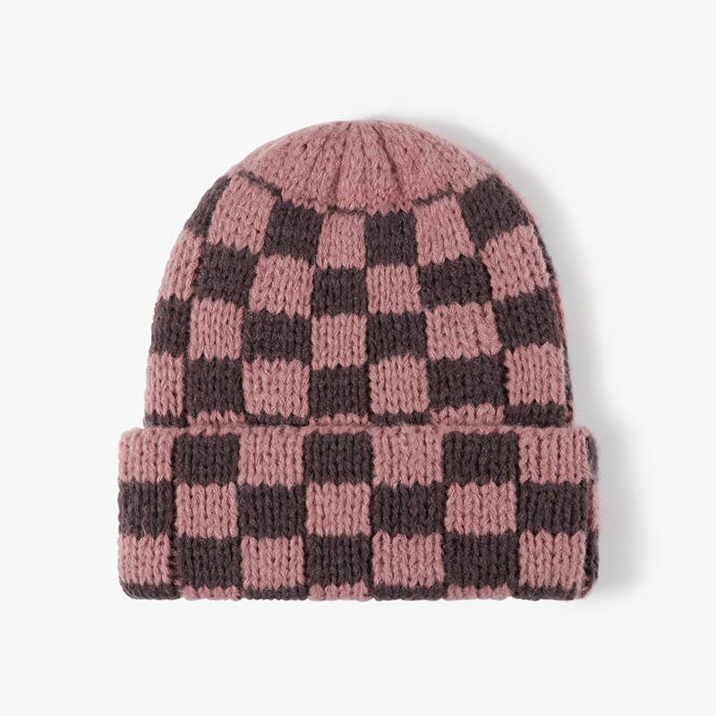 CHECKER SOFT PLUSH BEANIE HAT | 40BN917: TAN JOSSLYN by wall to wall 