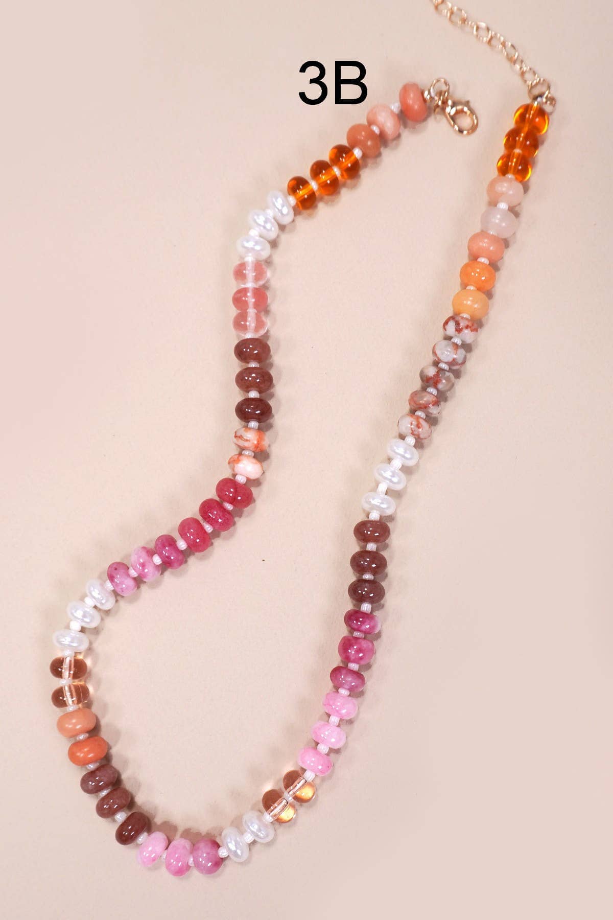 NATURAL AGATE GLASS SEMI PRECIOUS BEAD NECKLACE | 80N896: 1E JOSSLYN by wall to wall 
