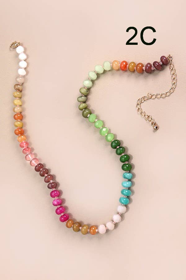 NATURAL AGATE GLASS SEMI PRECIOUS BEAD NECKLACE | 80N896: 1E JOSSLYN by wall to wall 
