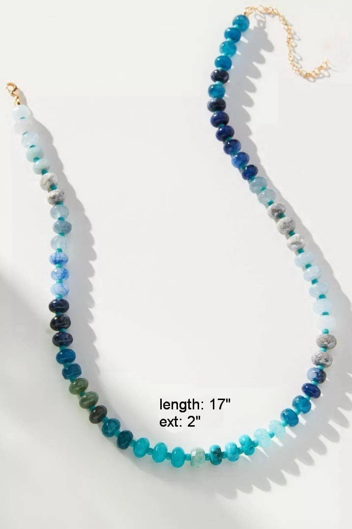 Natural Stone Semi-Precious Glass Mixed Necklace | 40NK9694: B JOSSLYN by wall to wall 