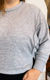 Heather Grey Hacci Knit Sweater Long sleeve Zenana 