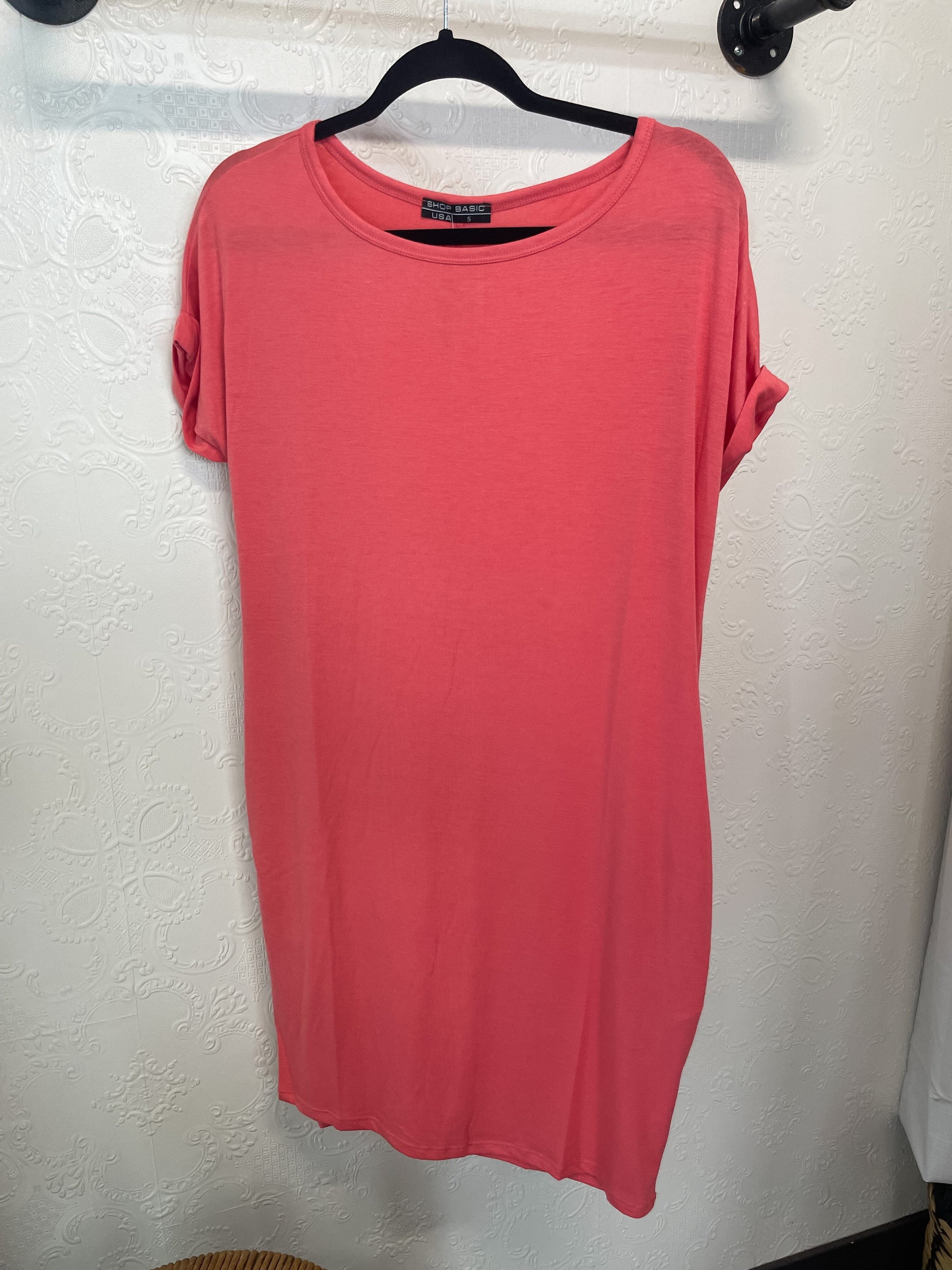 Coral Basic T Shirt Dress Dress Shop Basic USA 