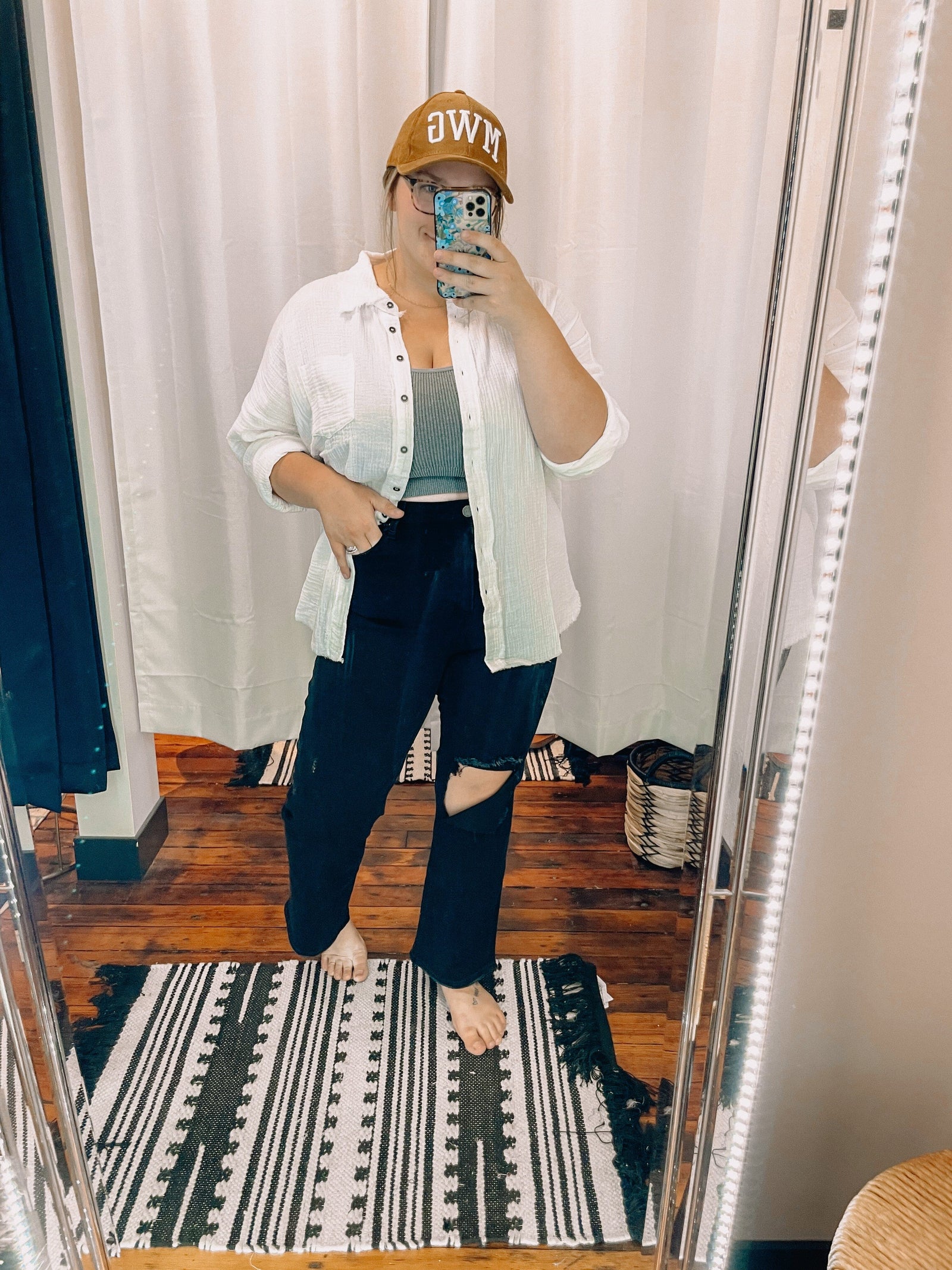 White Gauze Raw Hem Button Down Shirt Cardigan Zenana 