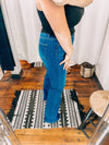Risen Dark Wash Button Fly HR Boot Cut Jeans Bottoms Risen 