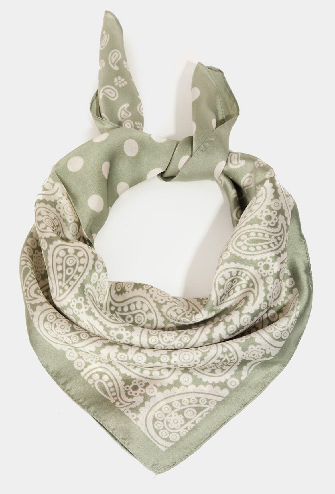 Mint Paisley Polka Dot Square Scarf Accessories Fame 