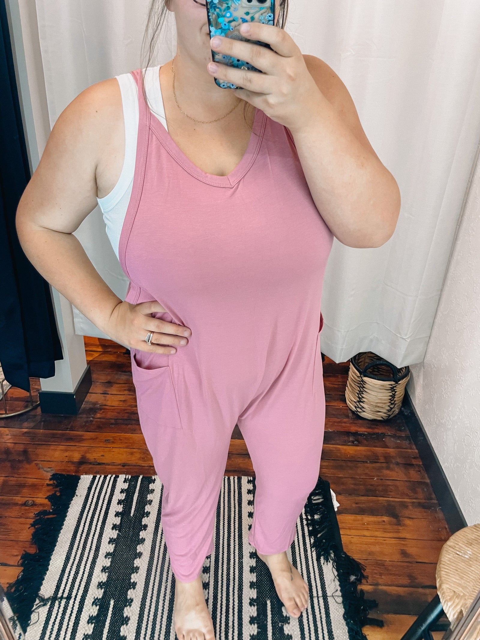 Rose Sleeveless Jumpsuit with Pockets Jumpsuit & Rompers Shop Basic USA 