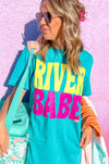 River Babe Turquoise Graphic Tee Short sleeve PPTX 