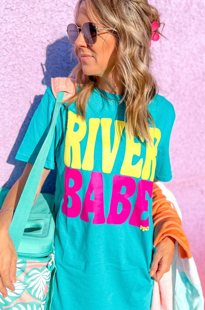 River Babe Turquoise Graphic Tee Short sleeve PPTX 