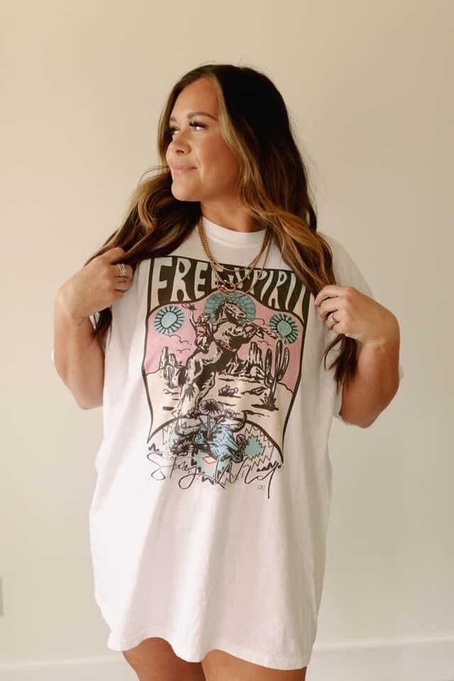 Free Spirit, Stay Wild White Comfort Colors Graphic Tee Short sleeve Chaudoin Creations 