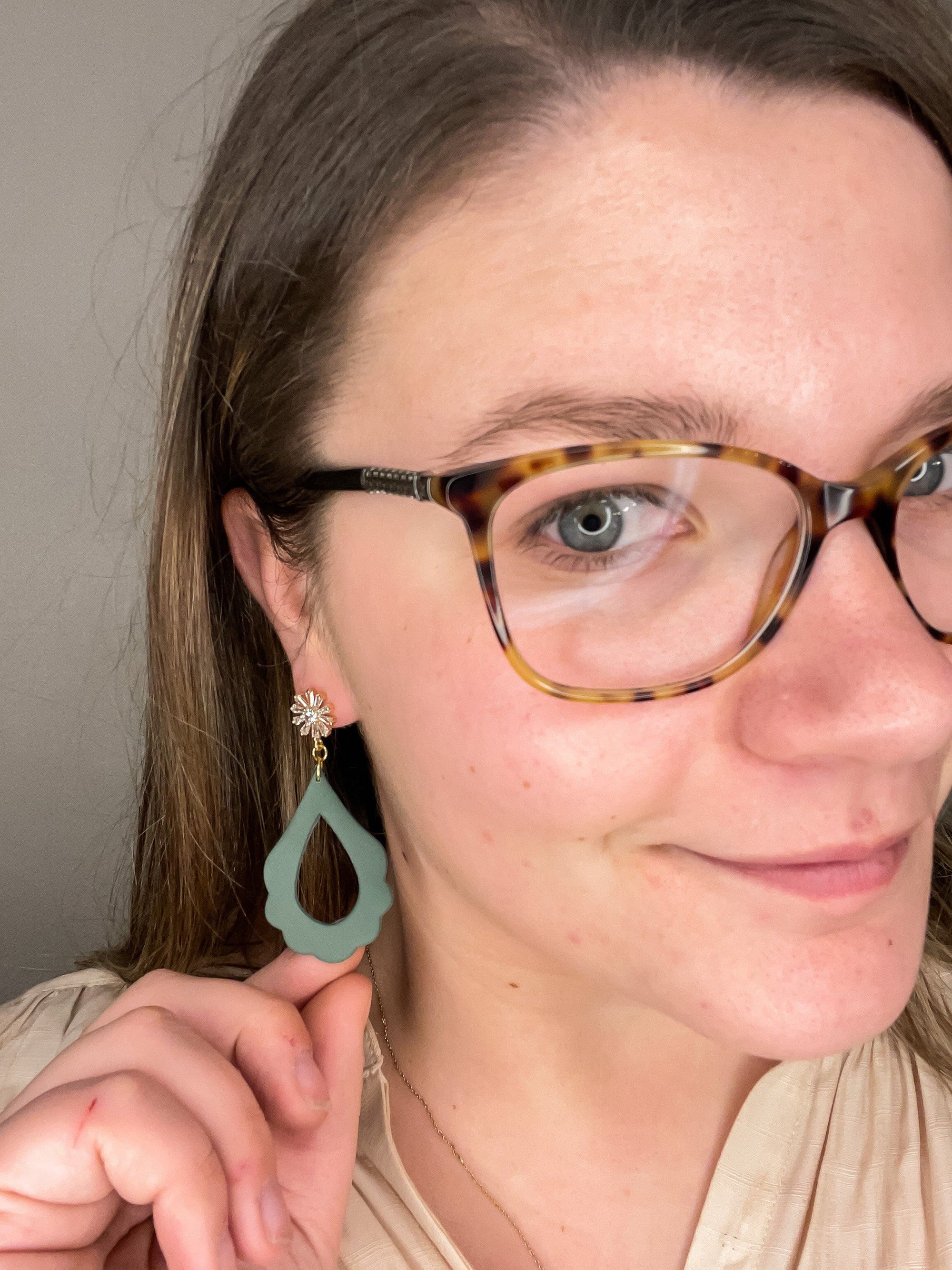 The Elizabeth Lock Key Clay Earrings Jewelry Lock Key Evergreen 