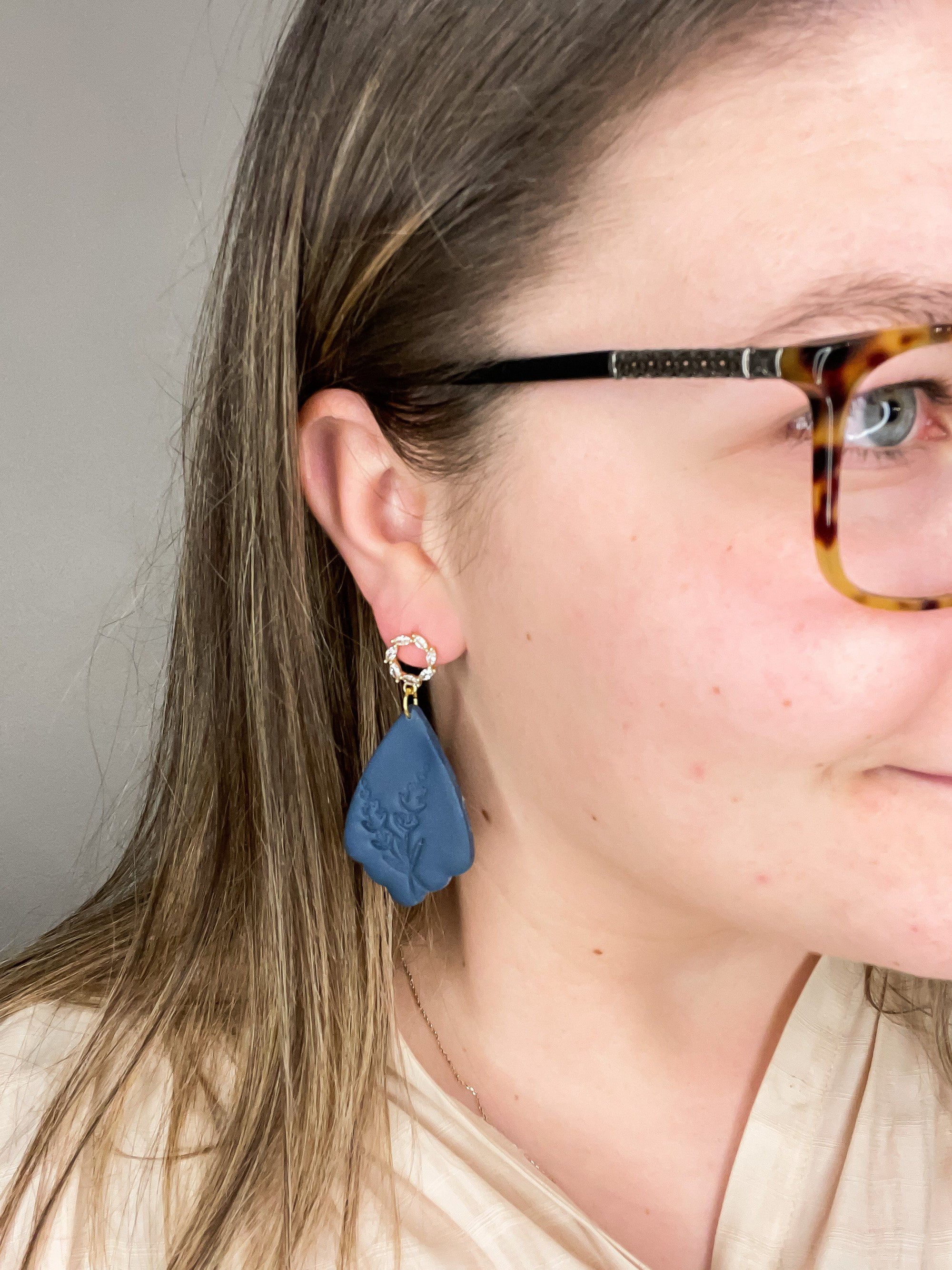 Lock Key Scallop Gem Clay Earrings Jewelry Lock Key 