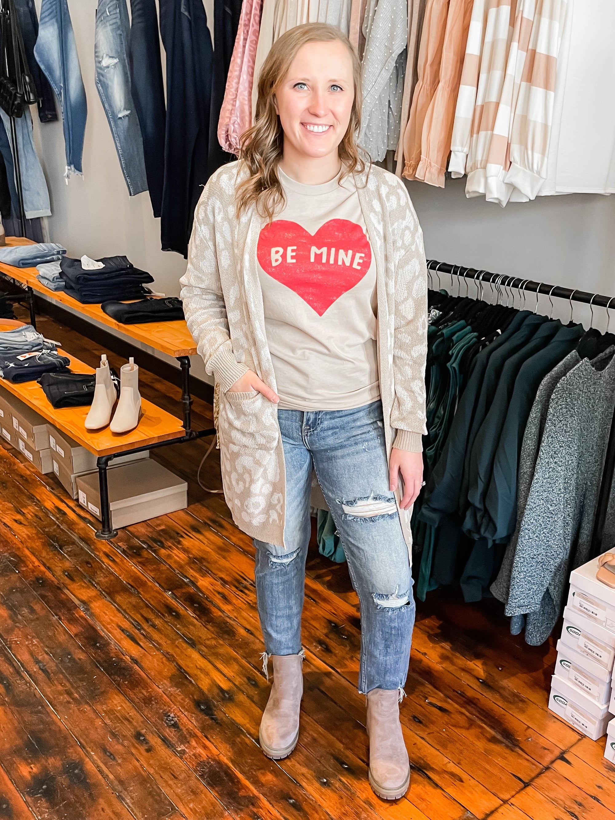 The Be Mine Tan Graphic Tee Short sleeve OAT Collective 