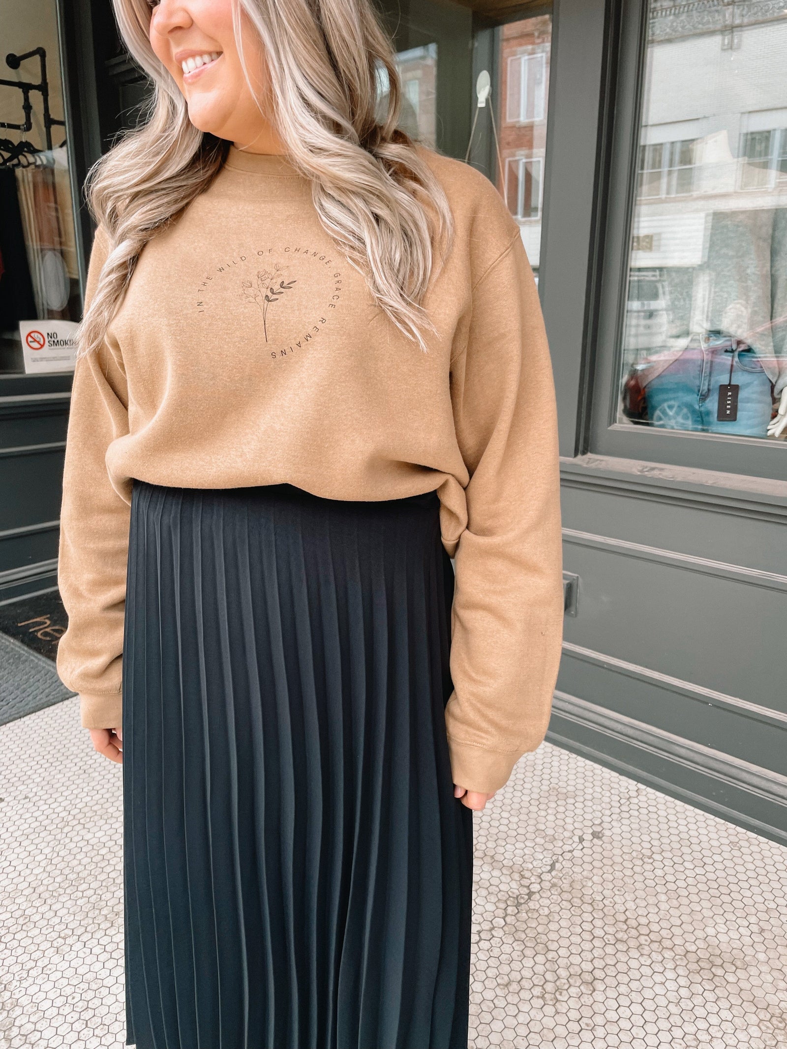 Wild Change Tan Crewneck Sweatshirt Long sleeve Chaudoin Creations 