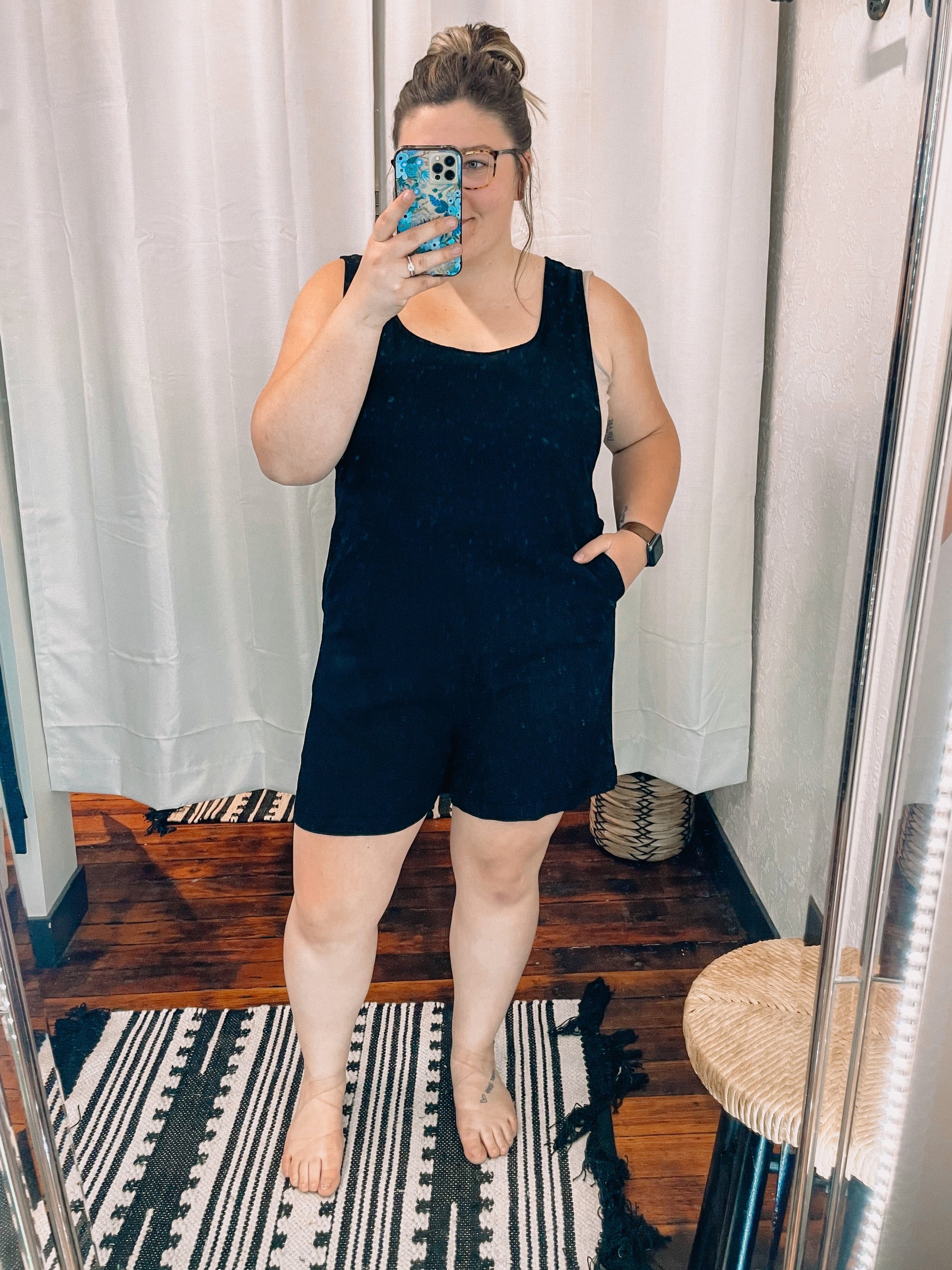 Linen Sleeveless Romper in Black Jumpsuit &amp; Rompers Zenana 