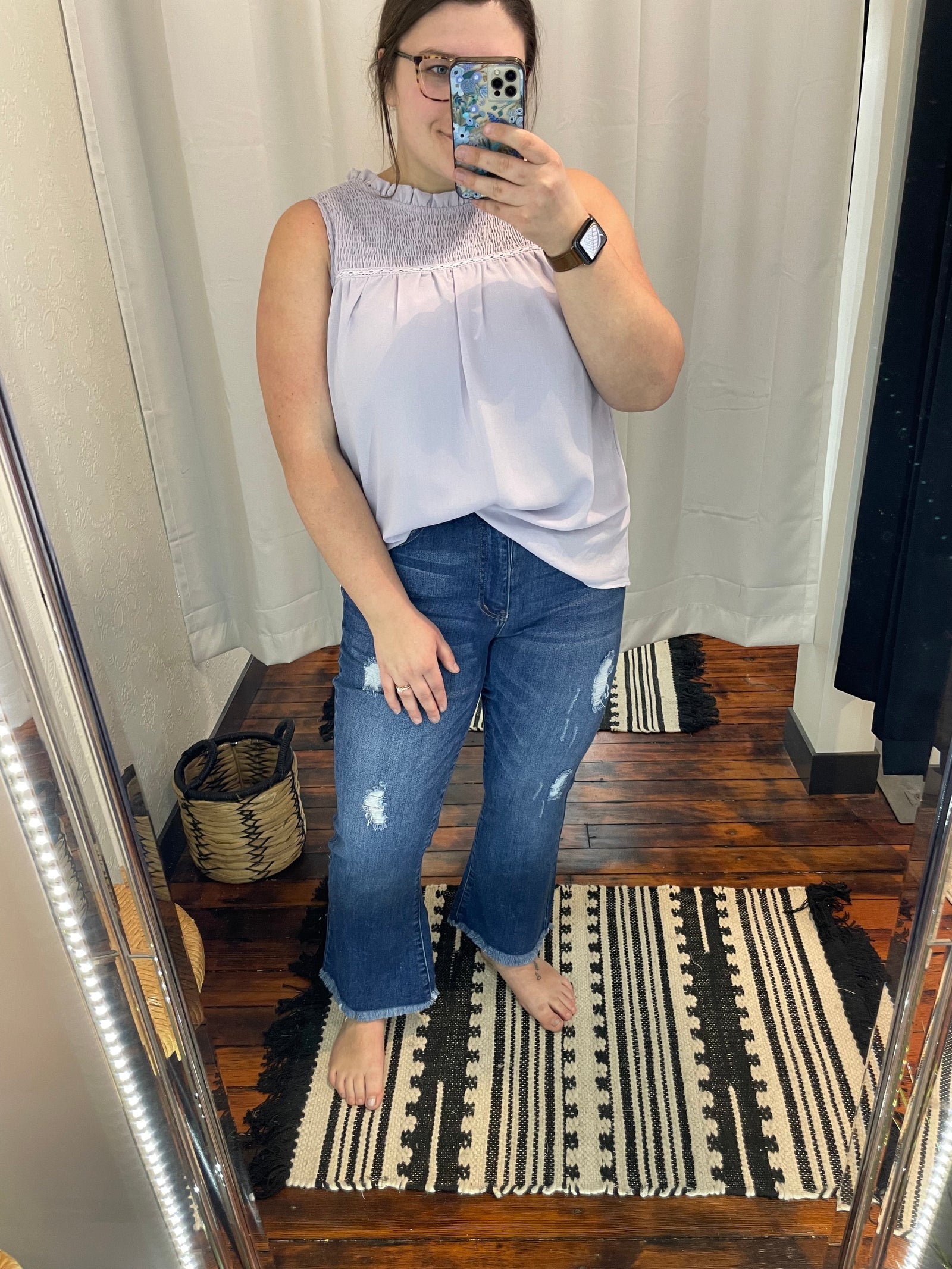 Lavender Ruched Detail Tank Top The Humming Arrow Boutique 