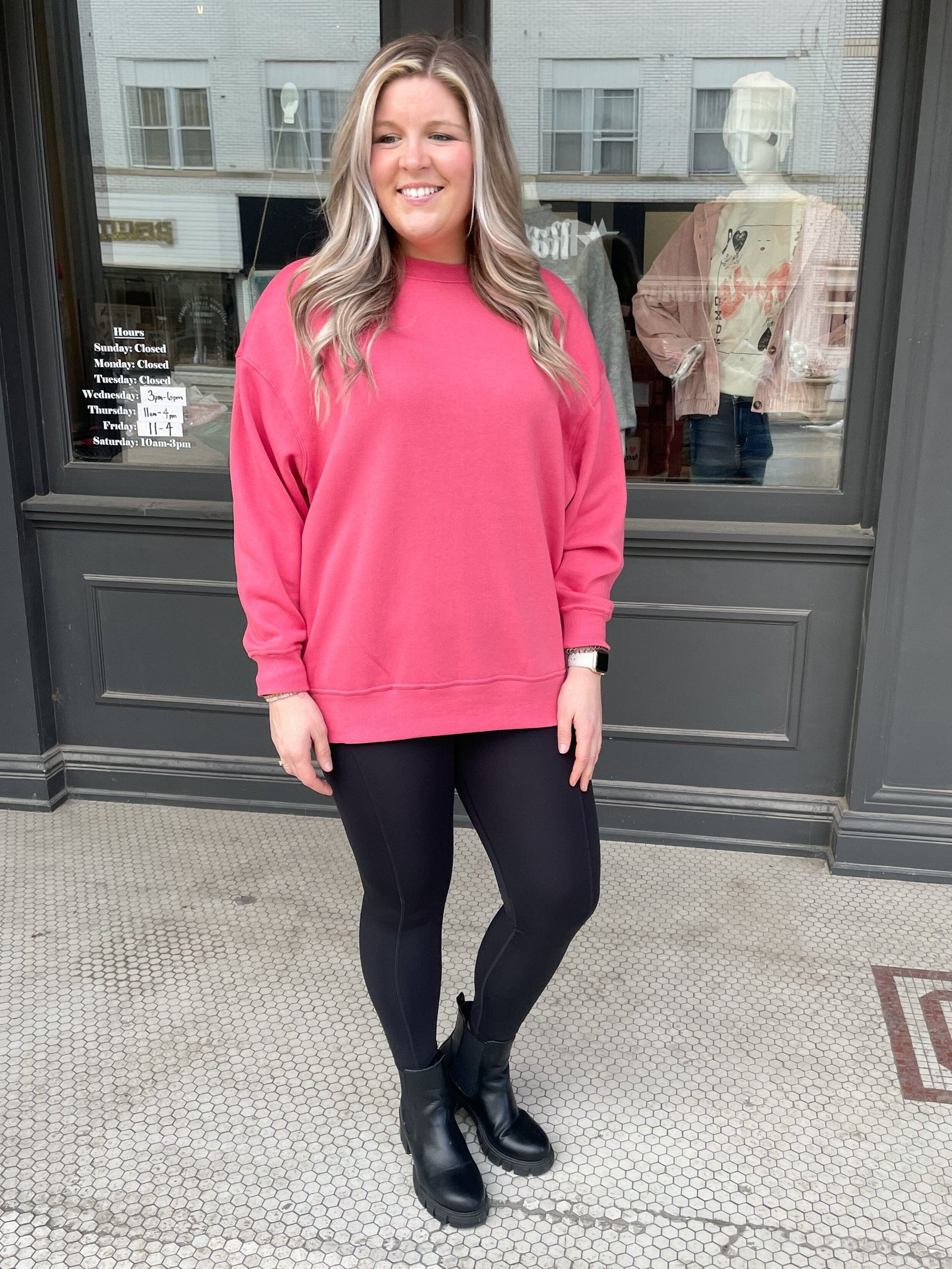 Dark Rose Boyfriend Fit Crewneck Hoodie Long sleeve Reflex 