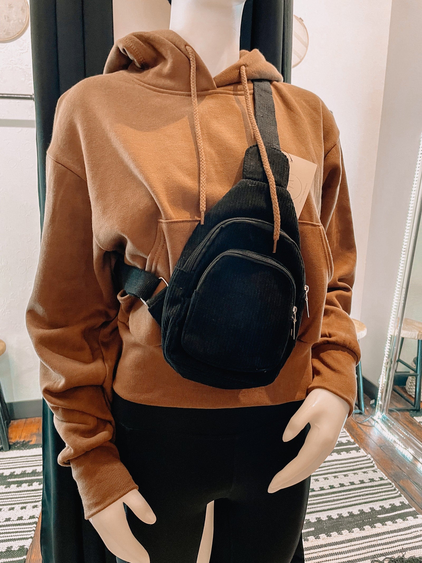 Black Corded Crossbody Bag Accessories PPTX 