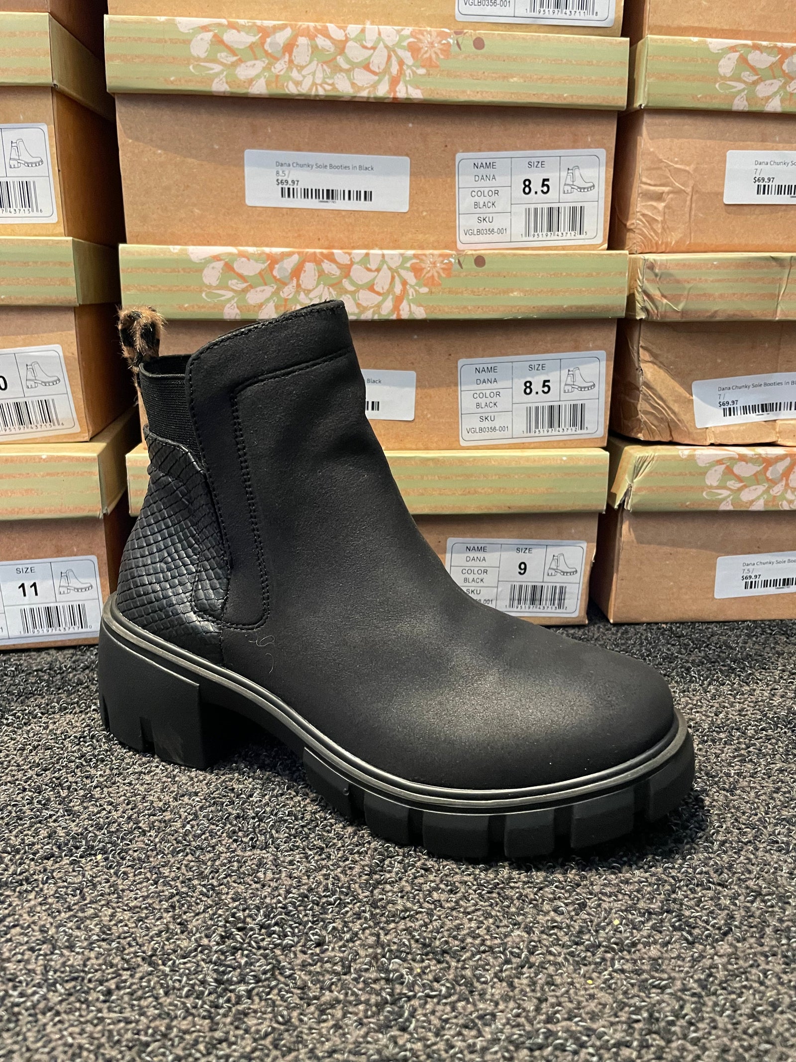 Dana Chunky Sole Booties in Black Shoes Very G 