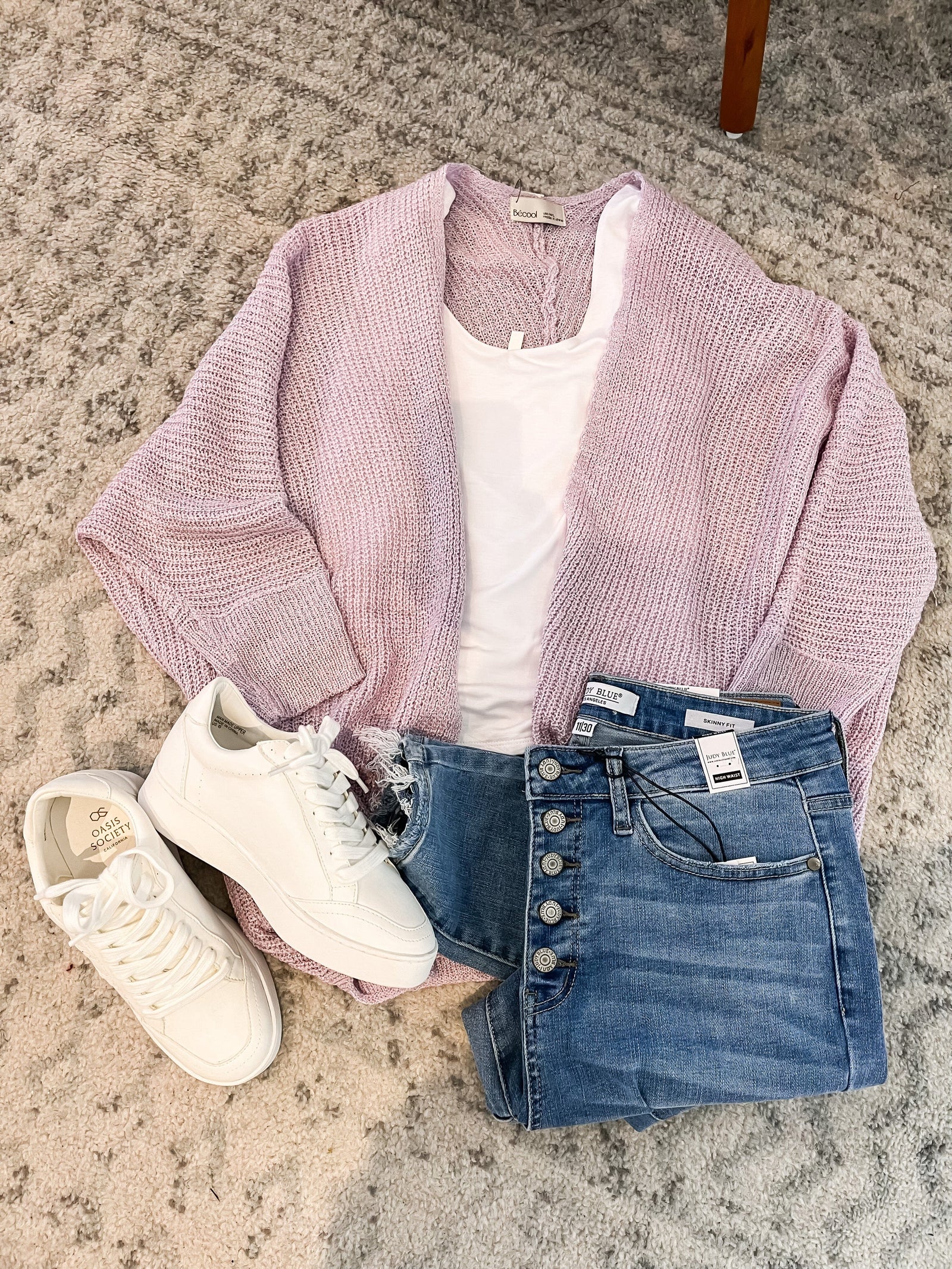 Lavender Knit Dolman Sleeve Open Cardigan Cardigan Be Cool 