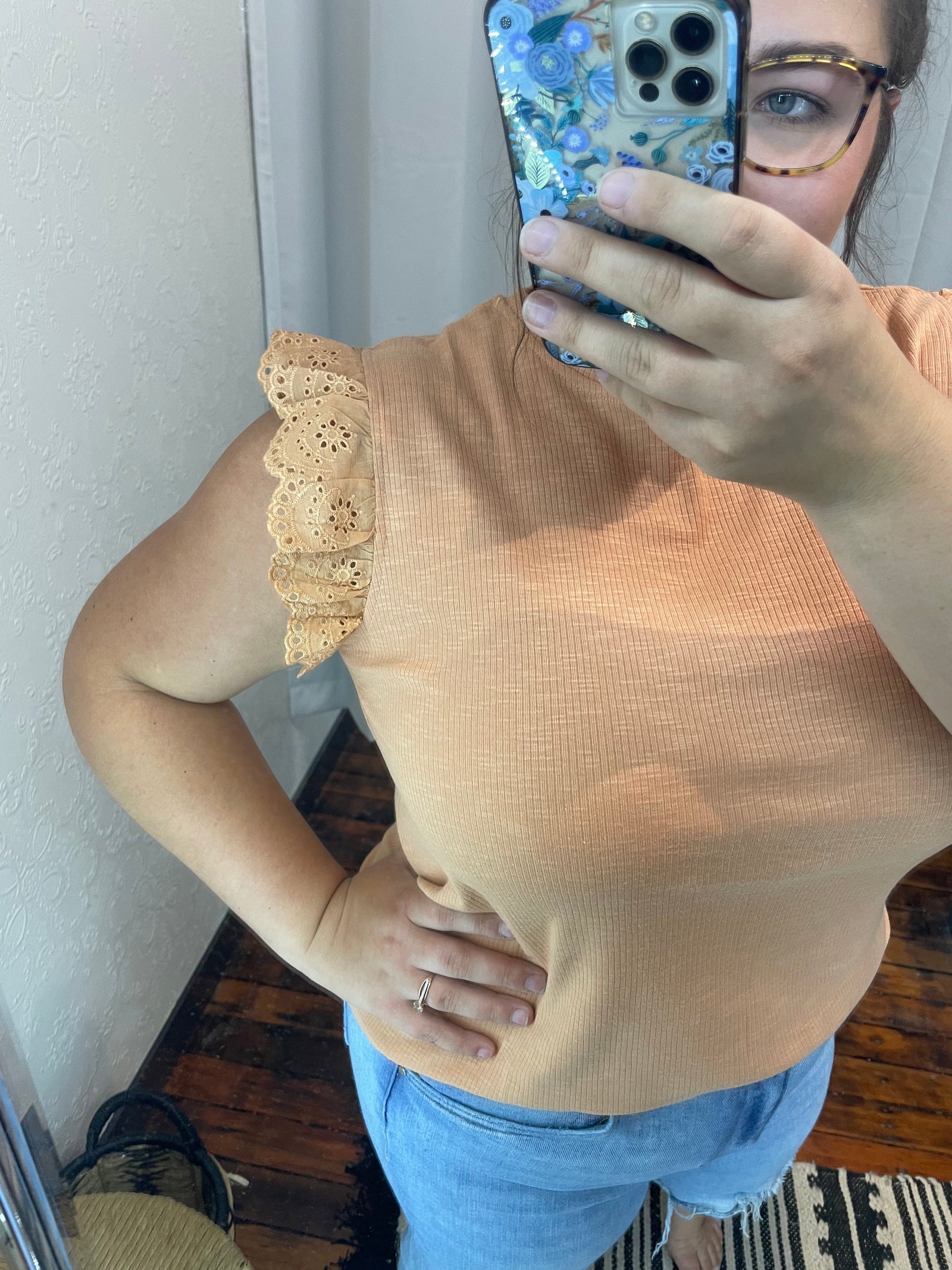 Apricot Lace Ruffle Sleeve Tank Top Summer Tanks Hayden Los Angeles 