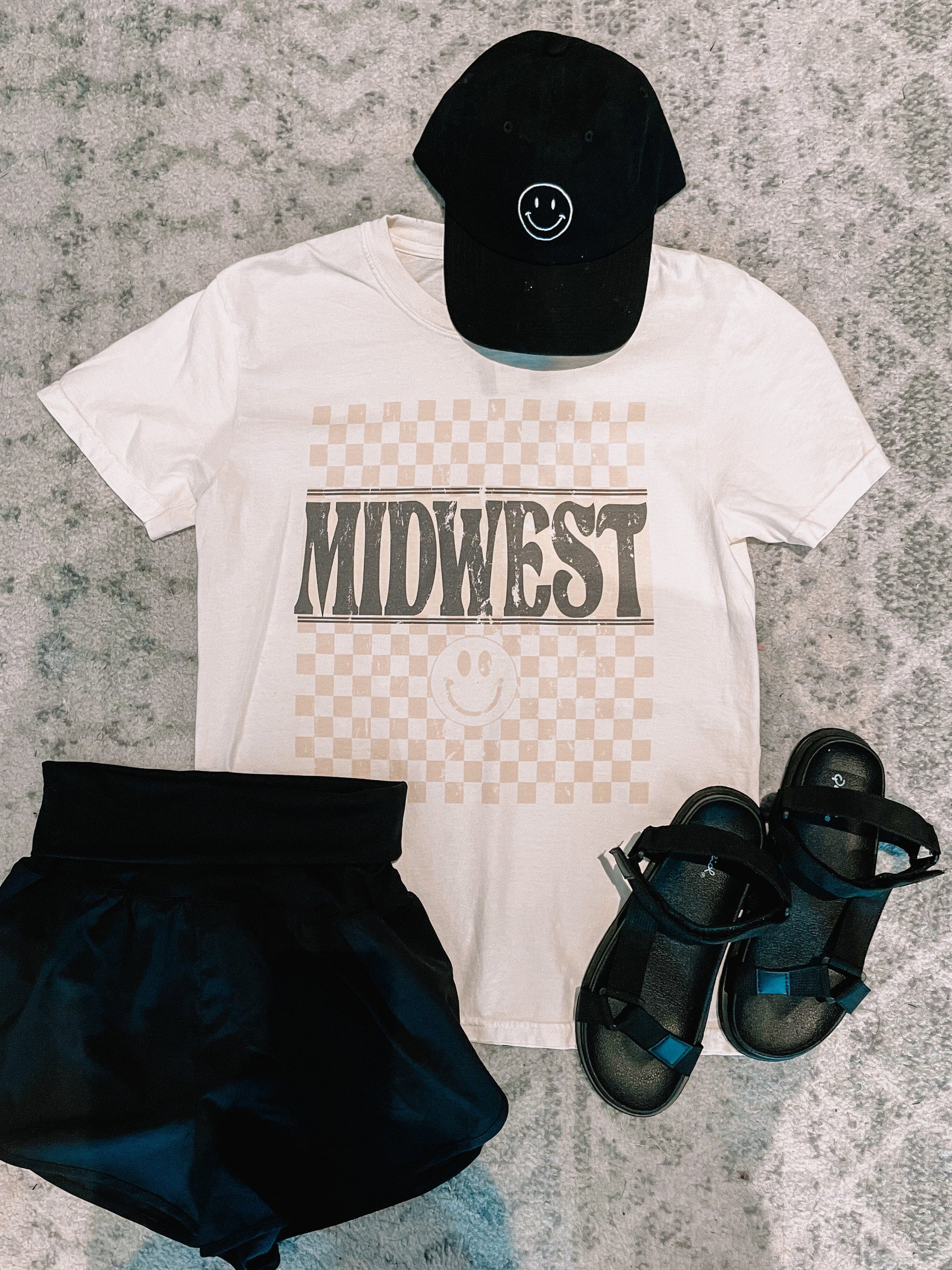 Midwest Checkered Dust Graphic Tee Short sleeve Chaudoin Creations 