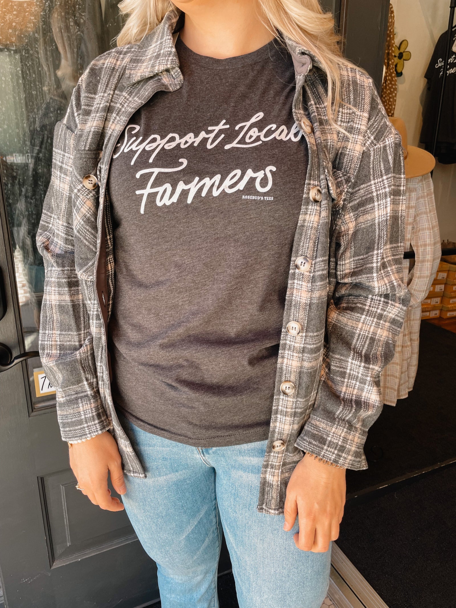 Support Local Farmers Graphic Tee Short sleeve Rosebud Tees 
