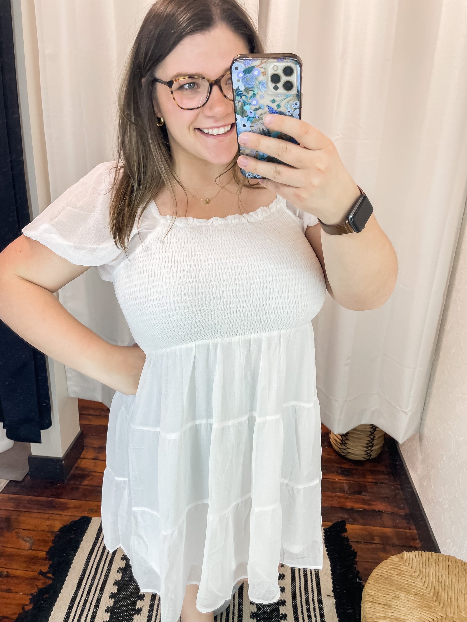 Plus Smock Tiered Dress in Ivory Dress andree 