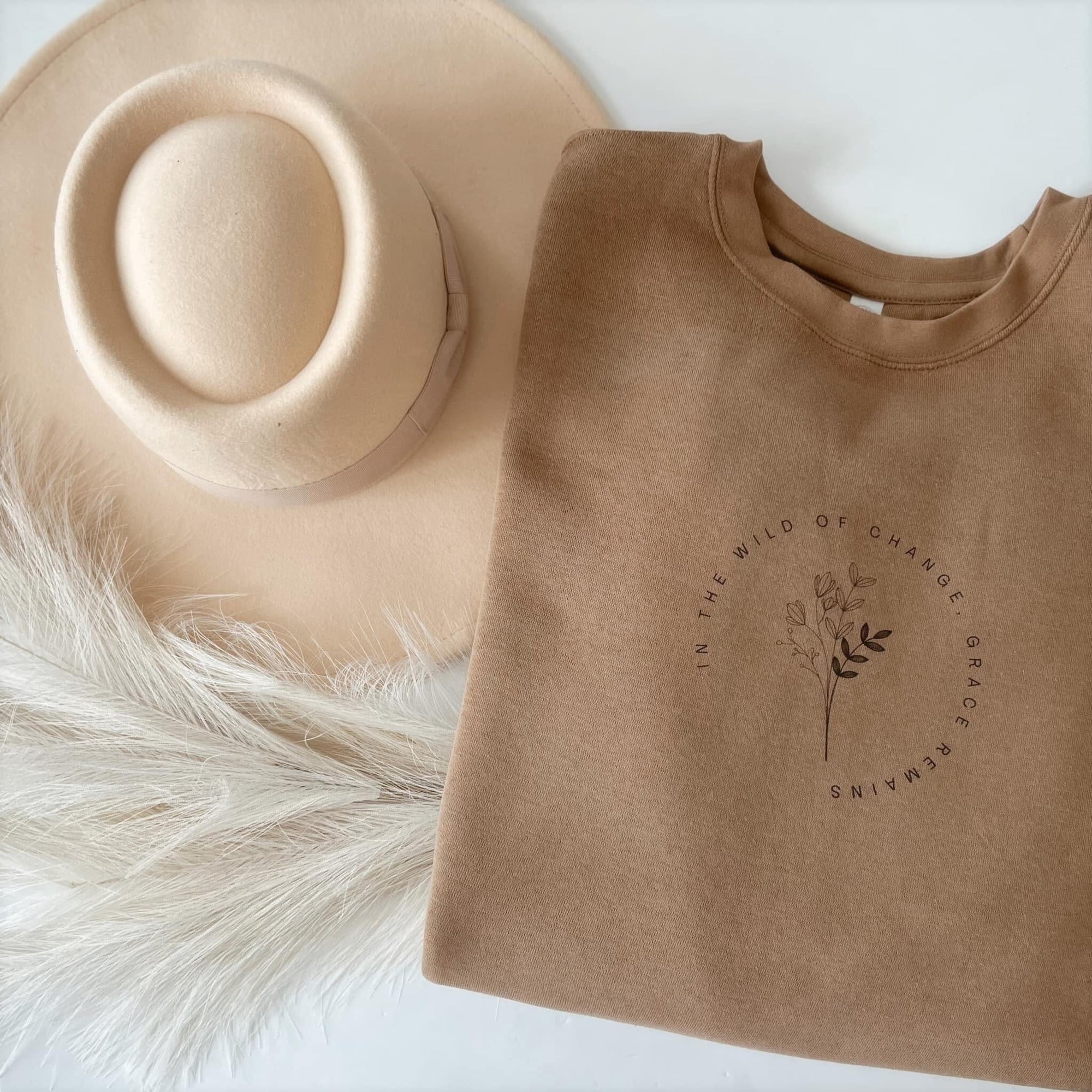 Wild Change Tan Crewneck Sweatshirt Long sleeve Chaudoin Creations 