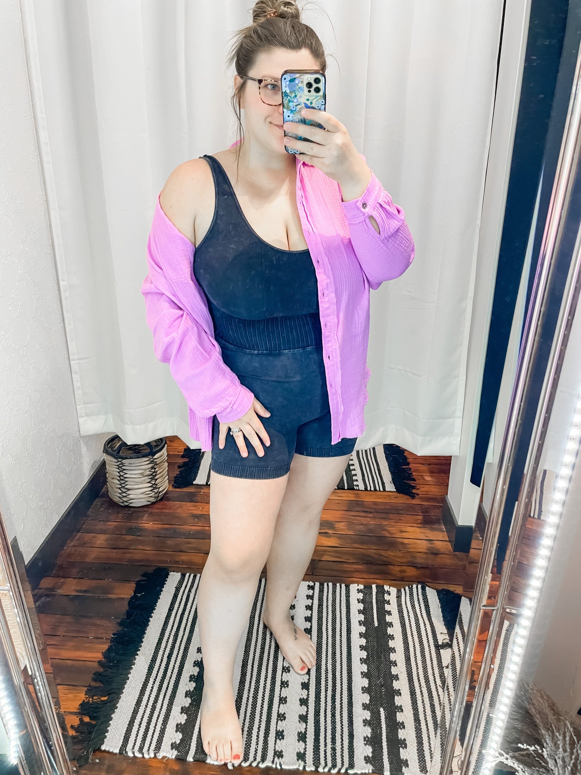 Ash Black Vintage Wash Sports Romper Jumpsuit &amp; Rompers Zenana 
