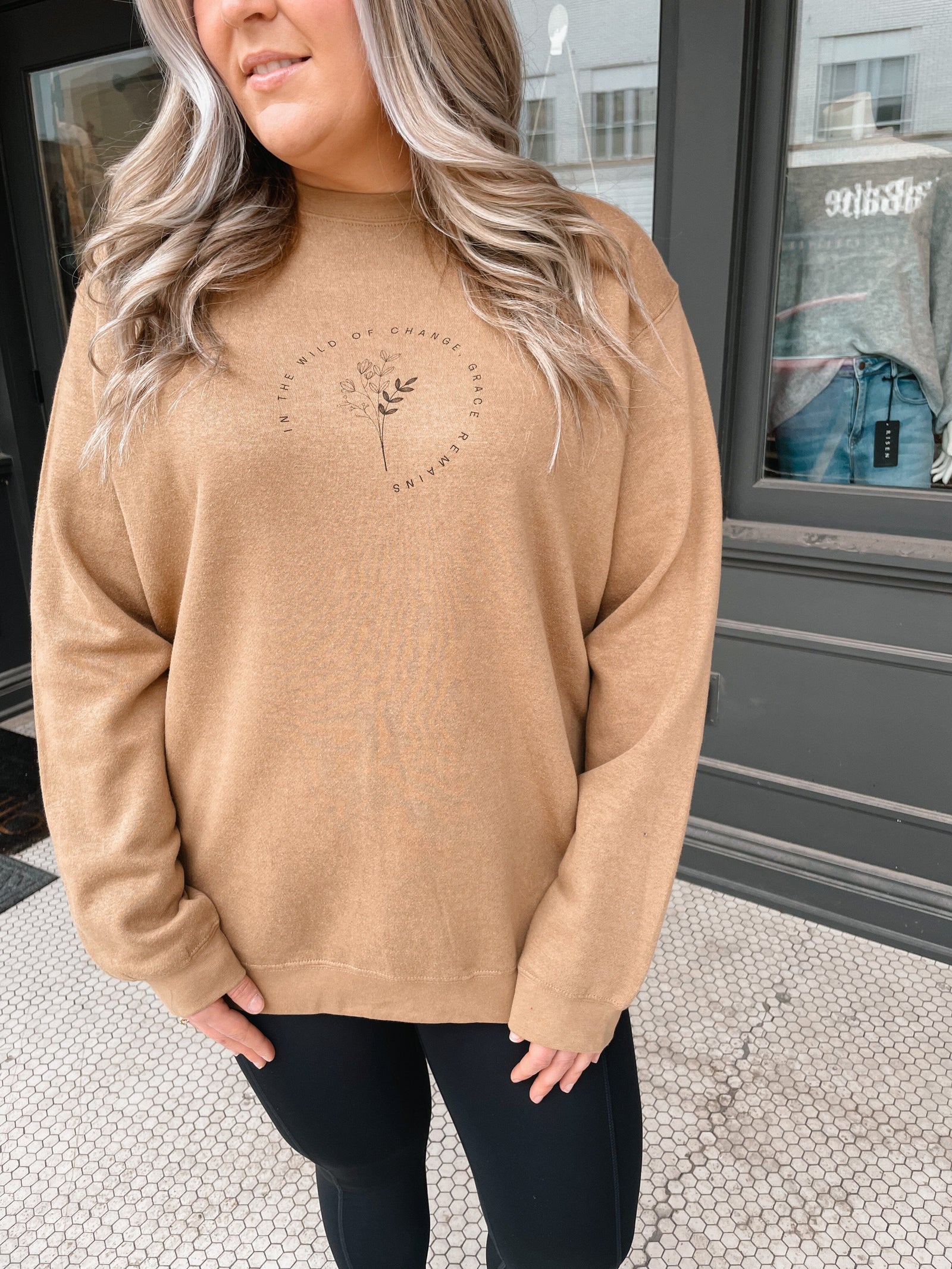 Wild Change Tan Crewneck Sweatshirt Long sleeve Chaudoin Creations 