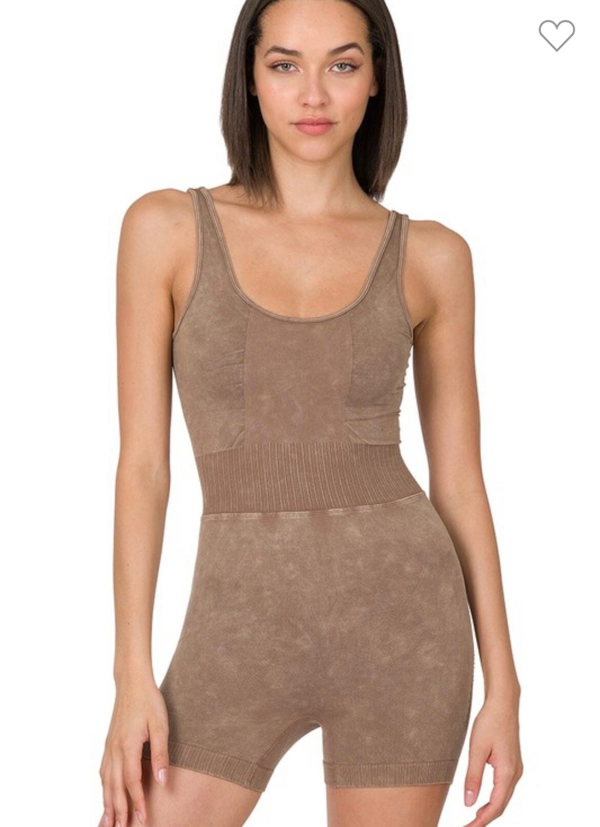 Vintage Wash Sports Romper Jumpsuit &amp; Rompers Zenana S/M Mocha 
