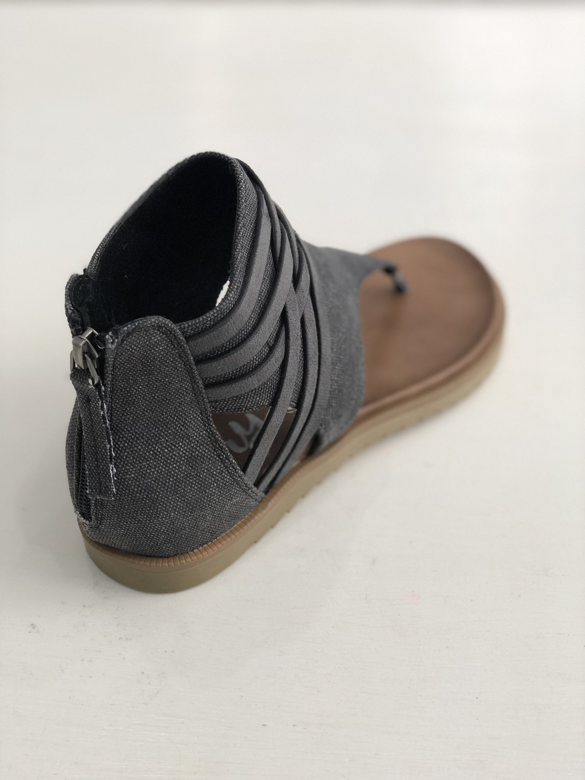 The Carly Strappy Zip Sandals in Charcoal Grey Shoes Very G 