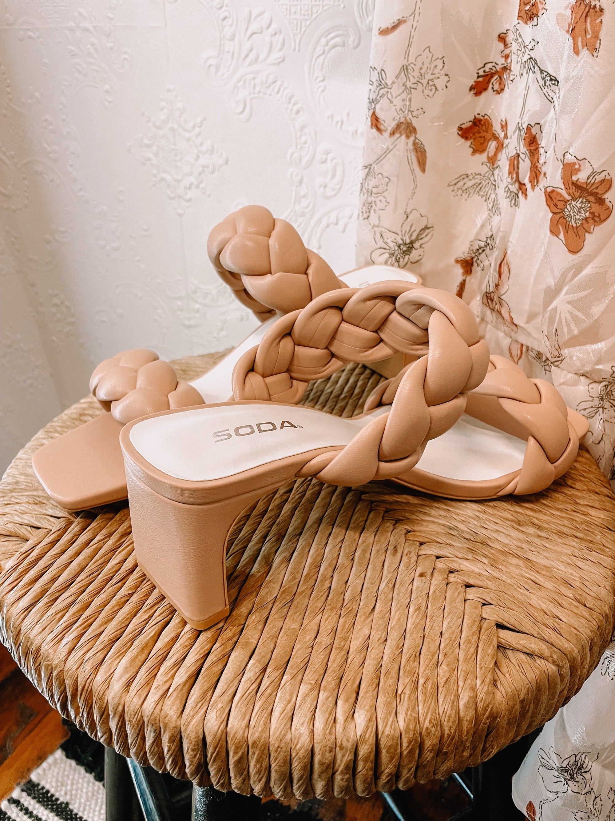 High Maintenance Braided Chunky Taupe Heels Shoes Other 