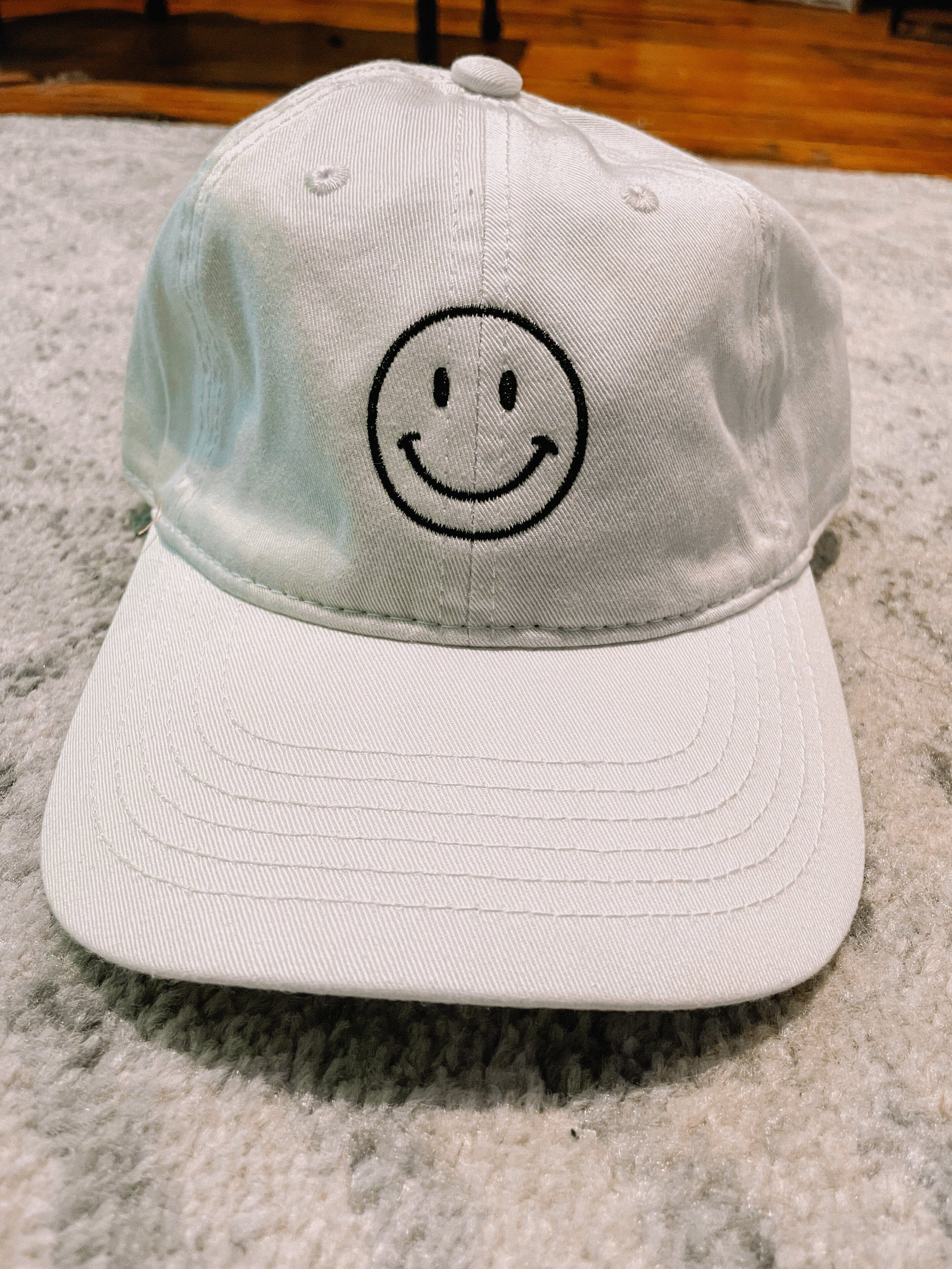 Smiley Embroidered Ball Cap Hats Stitch Lane Black 