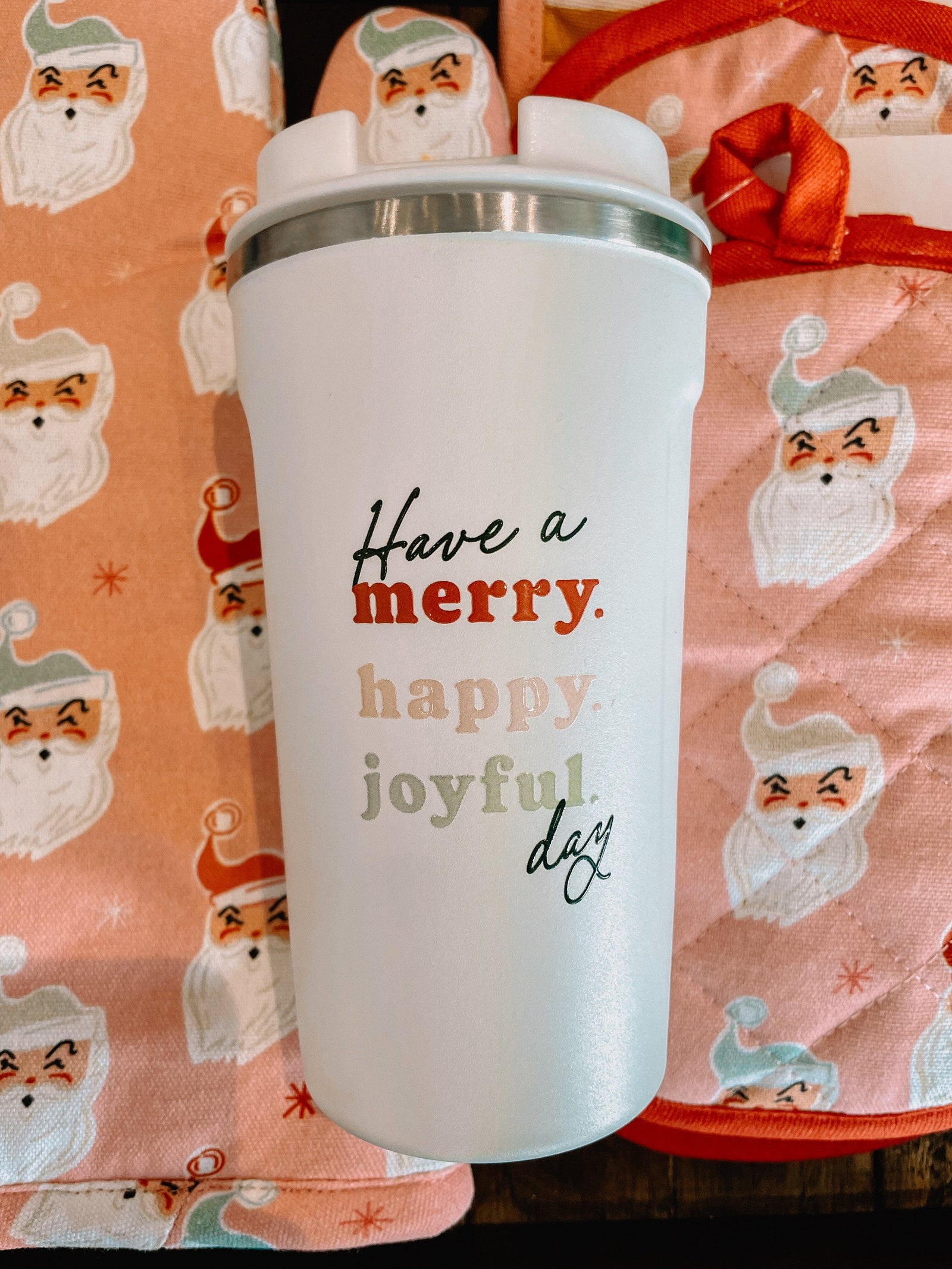 Merry Happy Joyful Tumbler Mug Accessories Storied Folk 