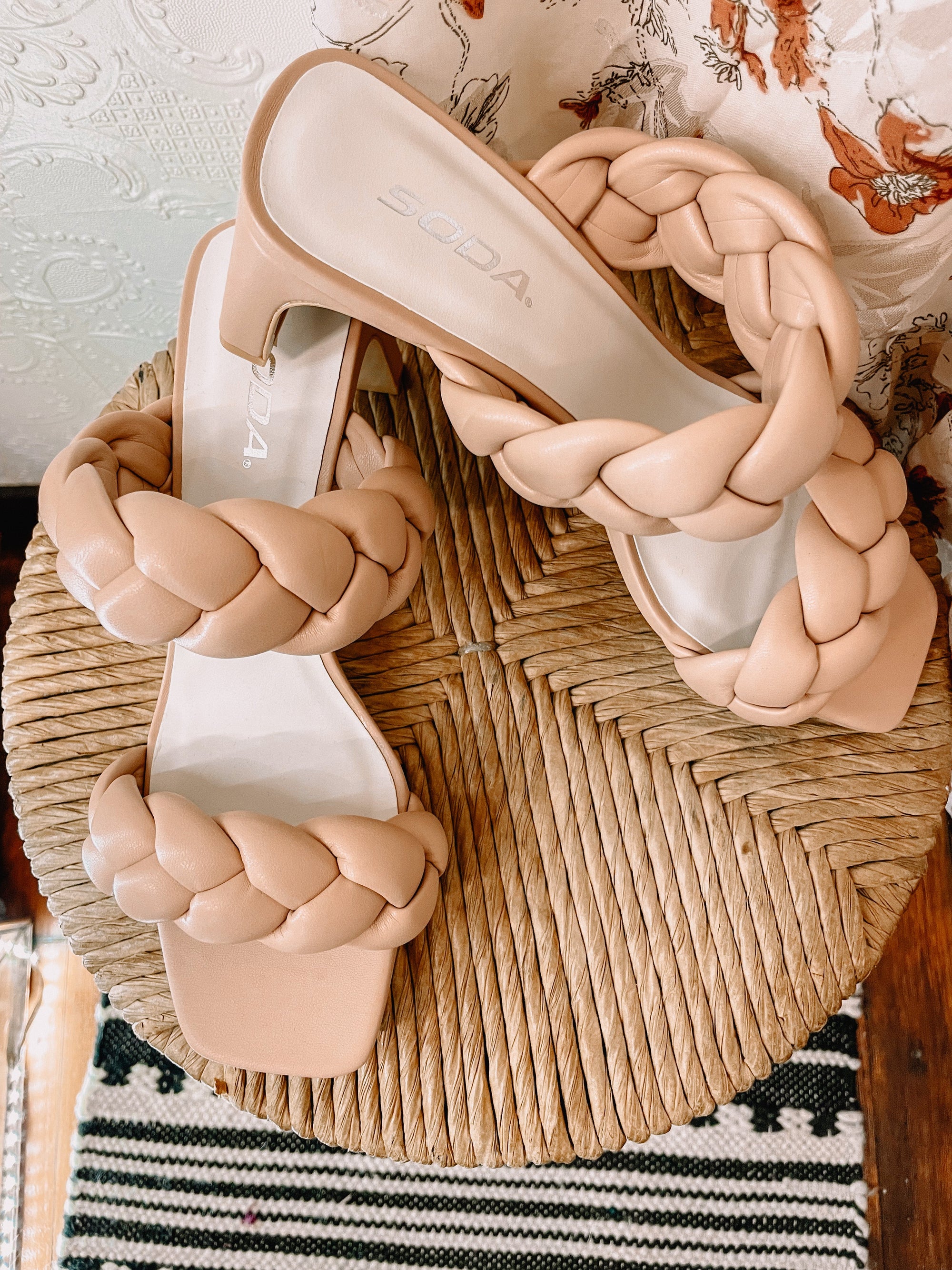 High Maintenance Braided Chunky Taupe Heels Shoes Other 