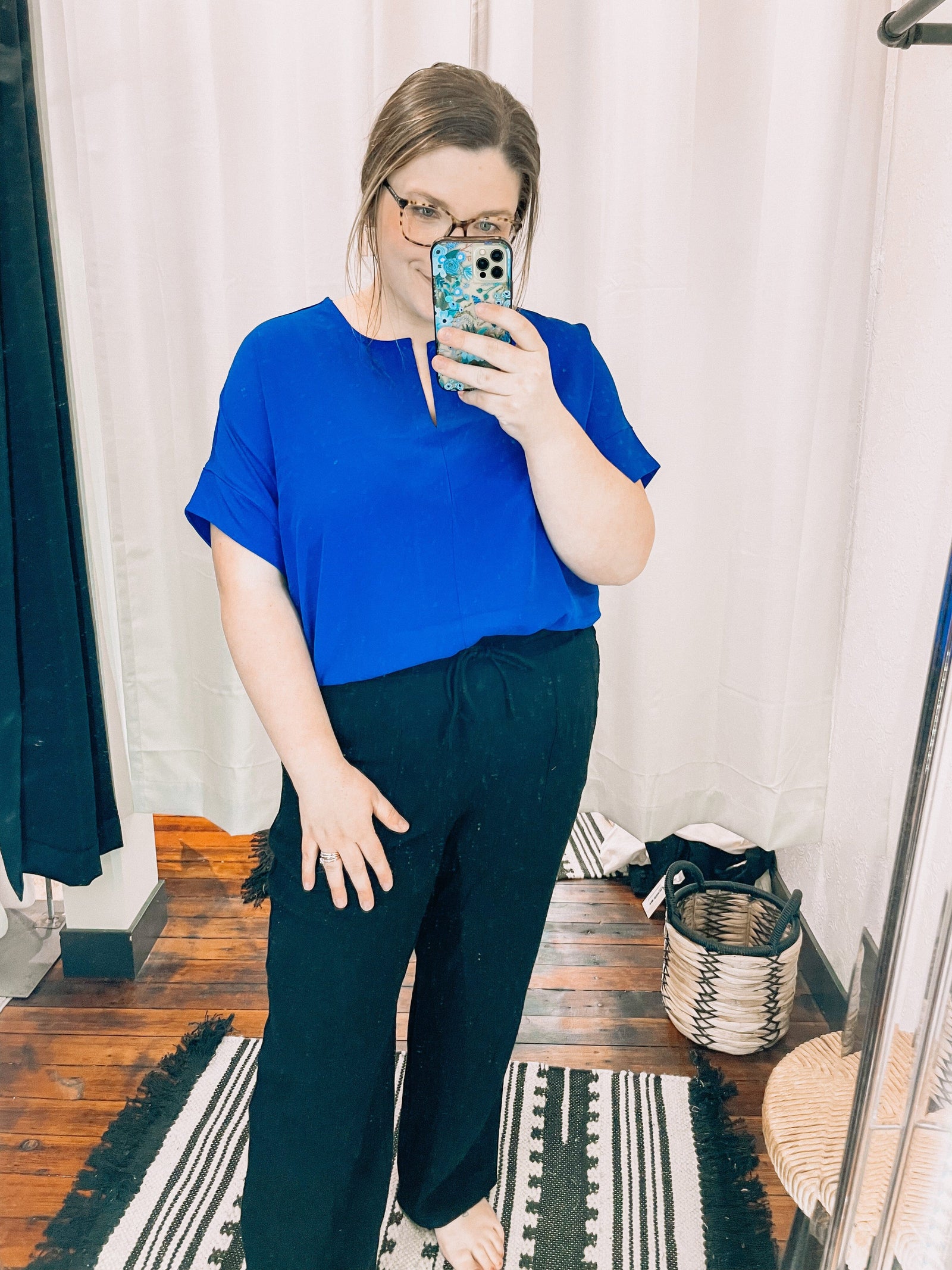 Royal Blue V Neck Short Sleeve Blouse up to Plus Short sleeve Zenana 
