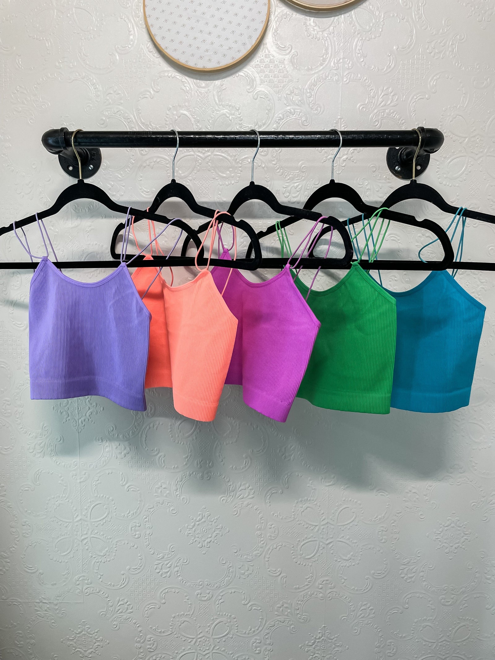 Ribbed Seamless Double Strap Brami in Multiple Colors Summer Tanks Zenana 